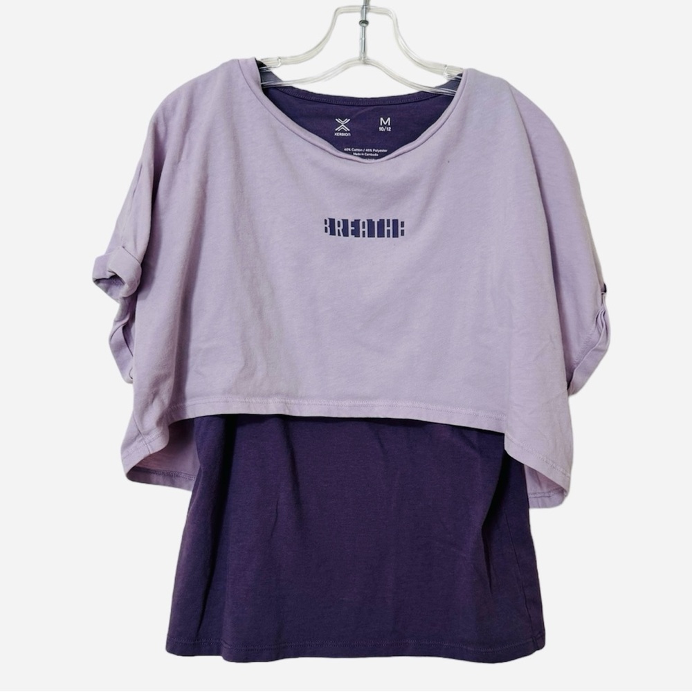 Xersion Girls Breathe Purple Yoga Top Size 10/12
